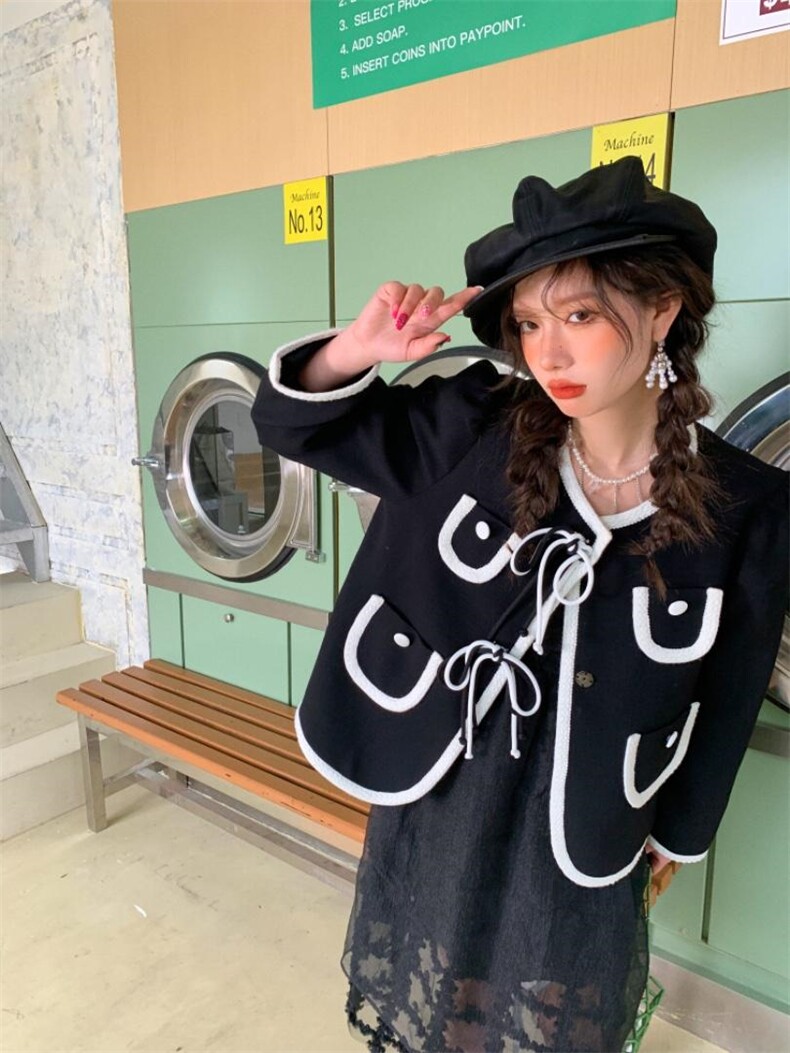 黑色圆领小香外套，其它，YOUER DENG