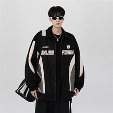 美式复古鹿皮绒棒球服外套男春夏翻领夹克外套JK308-P68，男装夹克，电商C307