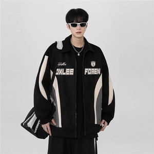 美式复古鹿皮绒棒球服外套男春夏翻领夹克外套JK308-P68图片