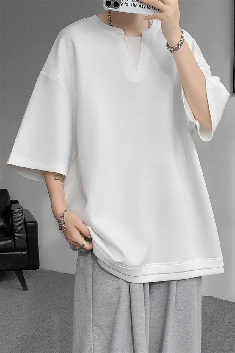 8XL-M特大码短袖男假两件五分袖高品质空气层宽松上衣DX321P35,男装T恤,电商D206-1