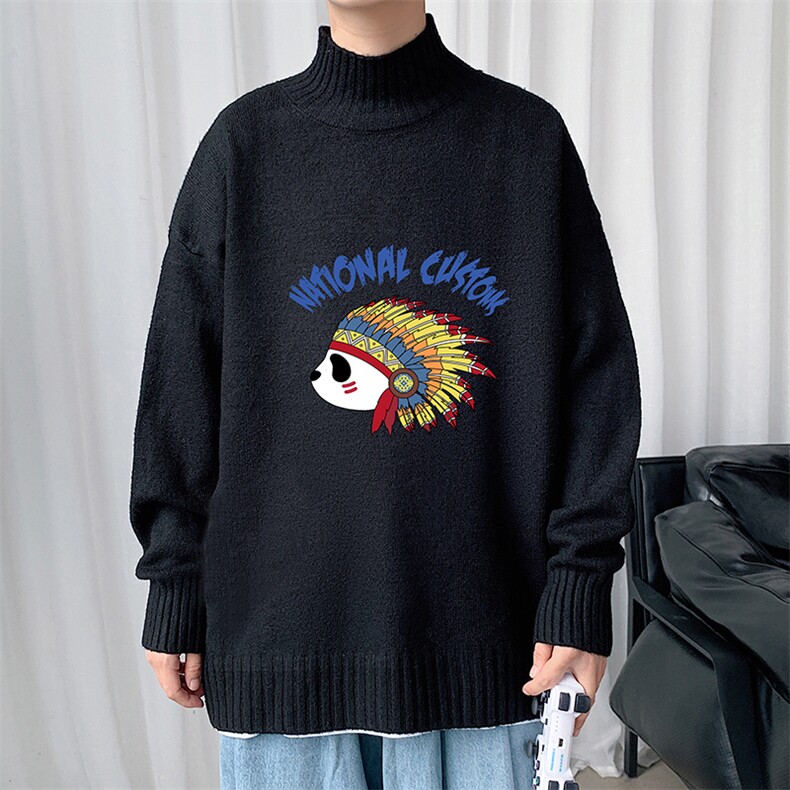 M18196-P45加绒款-P65半高领毛衣男士大码针织衫男毛线衣男,男装针织衫/毛衣,电商A040