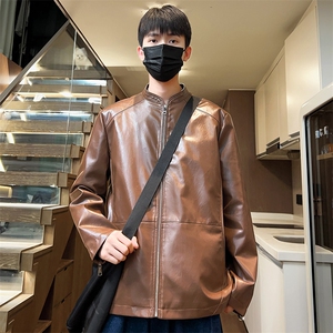 秋季新款男士皮夹克潮流宽松皮衣外套青年款A266-PY005-P85控138图片
