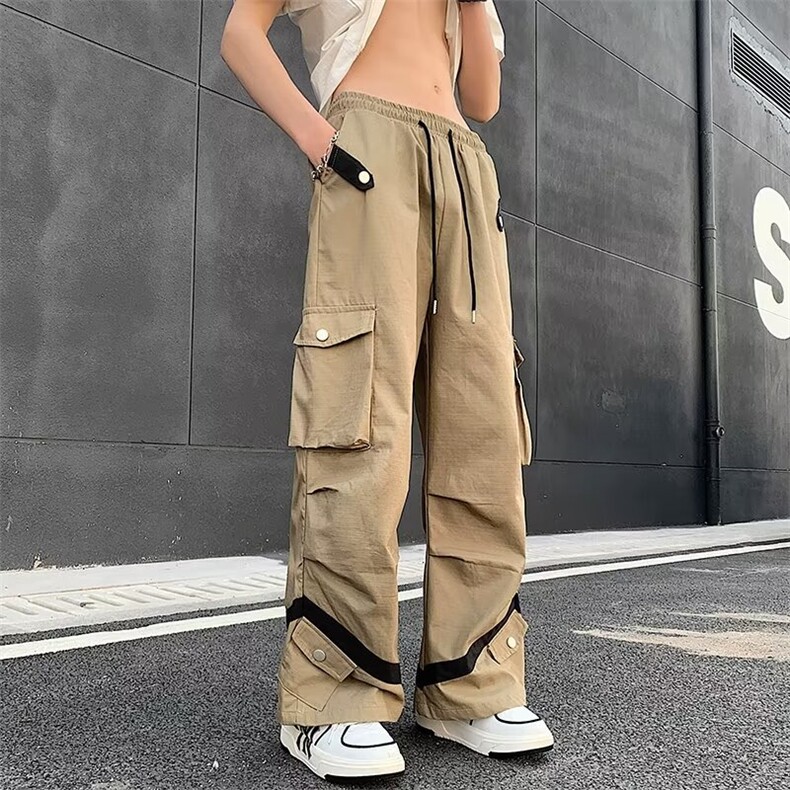 美式高街工装裤男款春秋潮牌户外机能冲锋裤直筒大码休闲长裤K885,男装工装外套,星座1013