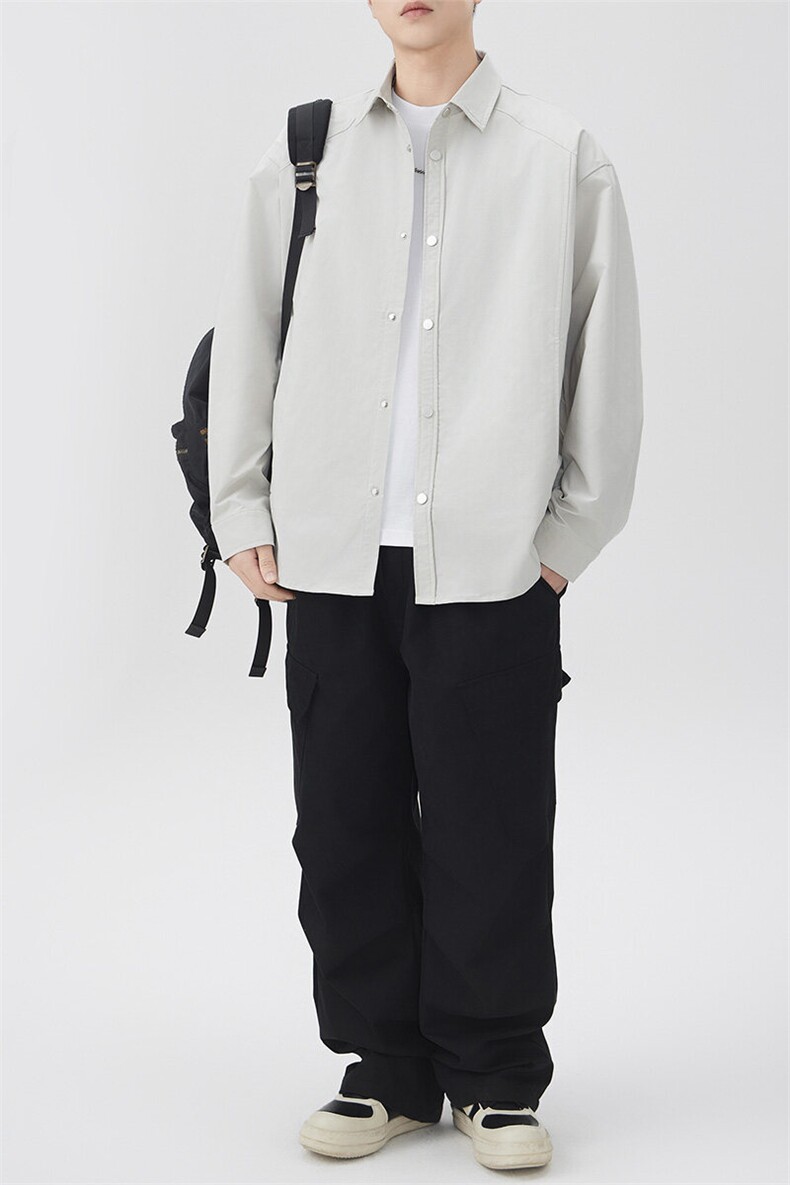 秋季纯色长袖衬衣男宽松落肩质感衬衫外套DSA157B-CS4500-P50,男装衬衫,电商A157B