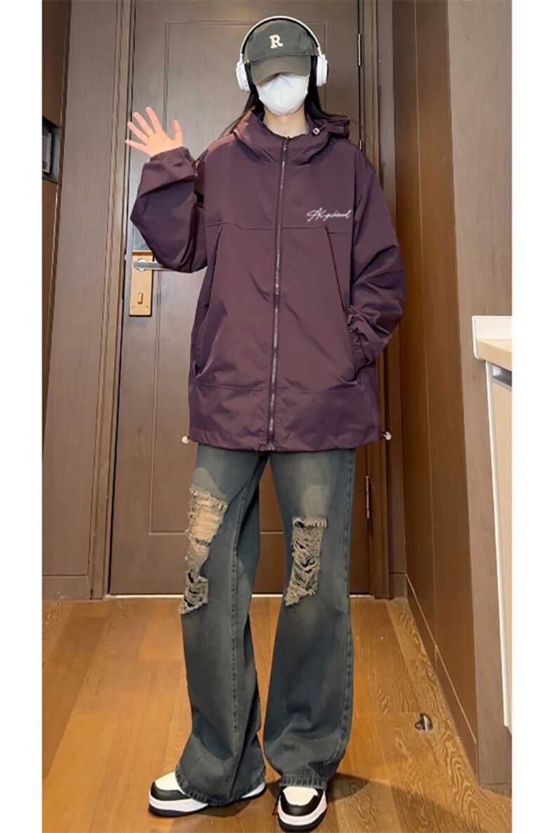 特批港风中性宽松时尚印花连帽防水冲锋衣夹克F389P65控98,男装夹克,电商A247