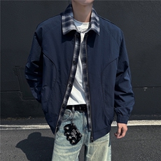 秋冬夹克男假两件工装外套青少年格子拼色上衣GS9073，男装夹克，星座1206（原A206）