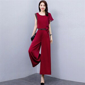 高级感职业套装女2023年夏季新款时尚气质女神范垂感阔腿裤两件套，女装套装/套裙，火爆靓佳人