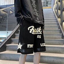 夏季潮牌字母休闲短裤男女街头宽松直筒中性运动五分裤子D990-p33图片