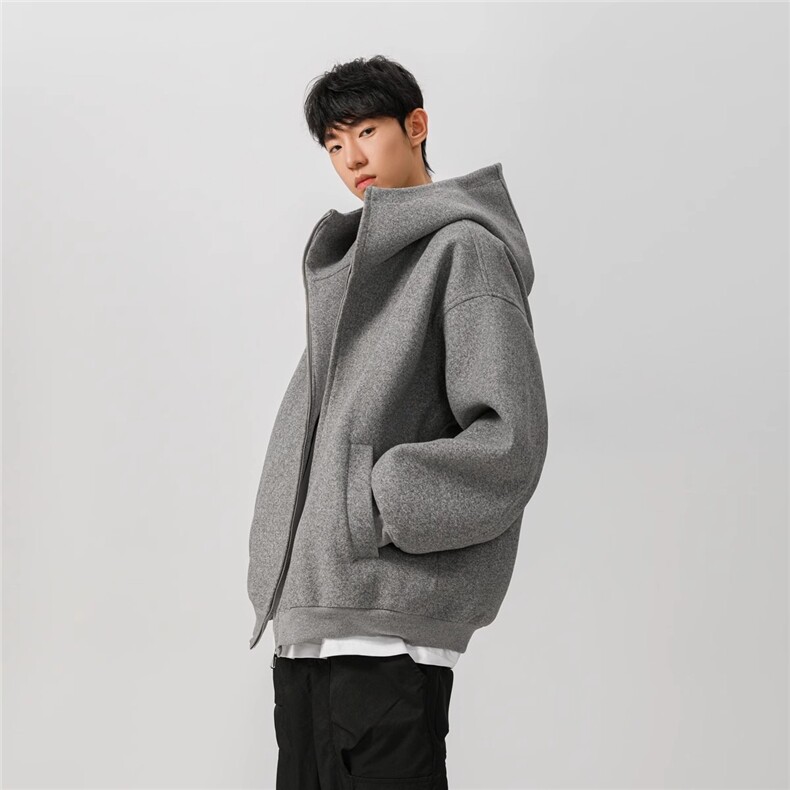 得物品质秋冬款男女连帽卫衣加绒加厚宽松保暖夹克外套WY49P75,男装夹克,星座1013-1