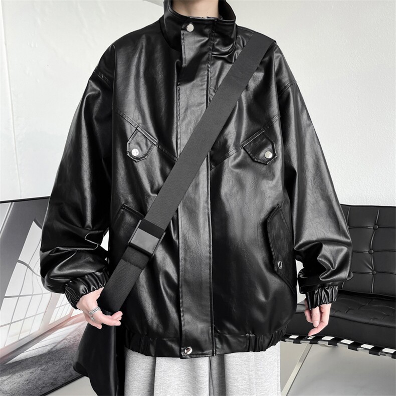 秋季皮衣男立领男士夹克潮流青年外套个性A266-PY008-P75控138，男装夹克，电商A266