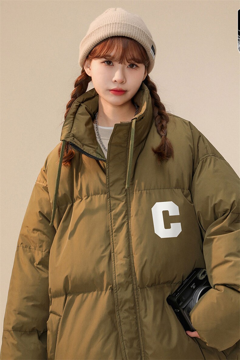 白鸭绒中性22冬季新款字母C印花抽绳立领羽绒服YR228P195控258,男装羽绒服,A247A