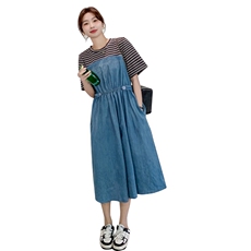 【现货】2023年夏季新款条纹拼色连衣裙82367-P110-K165，女装连衣裙，一九零