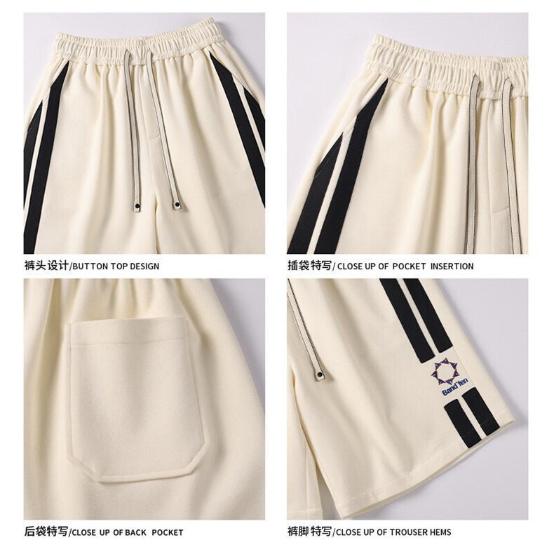 2025夏季新款白底大码织带刺绣拼接短裤M-5XHK25210-特P35,男装休闲裤,电商A022