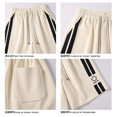 2025夏季新款白底大码织带刺绣拼接短裤M-5XHK25210-特P35，男装休闲裤，电商A022