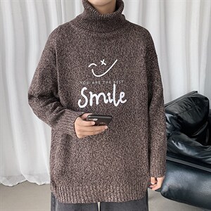 ！冬季加厚男士高领毛衣百搭印花学生针织衫毛线衣GM605P55图片