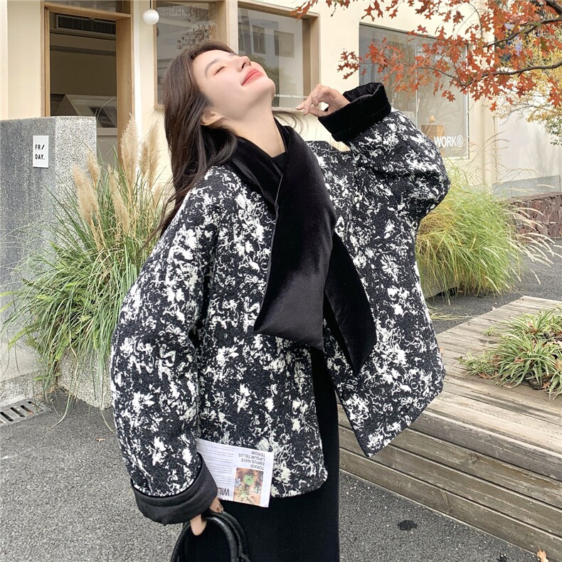 文艺范复古围巾款丝绒拼接羽绒服女冬季2025新款90白鸭绒保暖外套，女装羽绒服，慧尚2-185