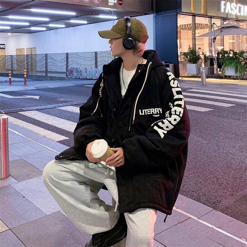 麂皮绒连帽棉衣男女棉服新款棉袄加绒外套冬装3355-P90控128,男装棉衣,星座207