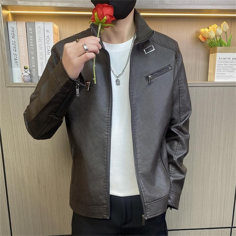 JK69-P75控108社会小伙皮衣男士外套春秋季休闲潮流痞帅炸街男，男装皮衣，电商D310B-1