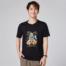 潮流创意插画宽松修身男士短袖，男装T恤，元素羊绒
