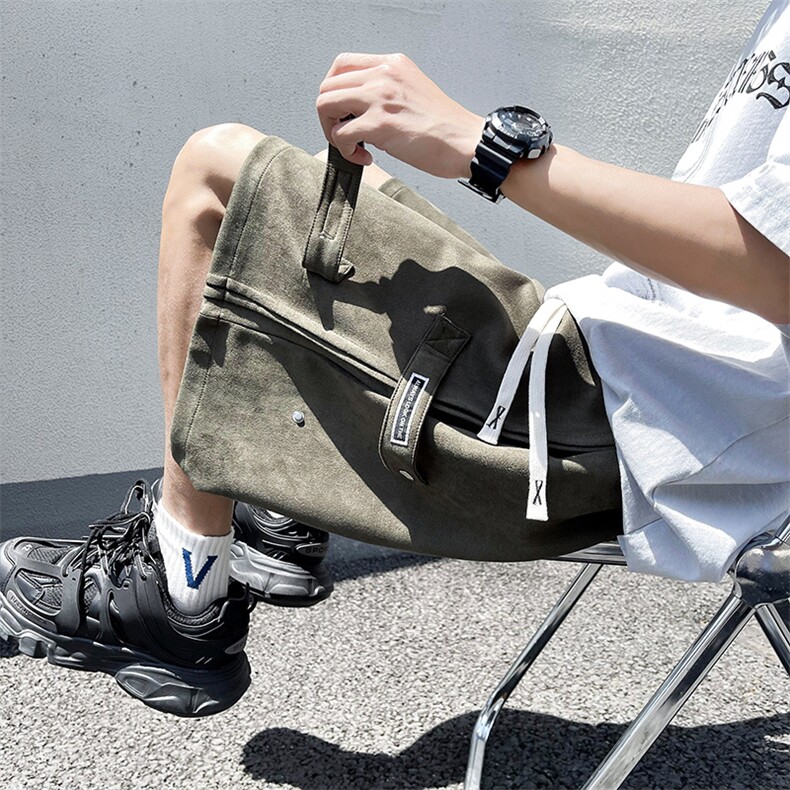 得物品质夏男短裤鹿皮绒工装织带单排扣直筒五分裤D286P38，男装牛仔裤，星座1013-1