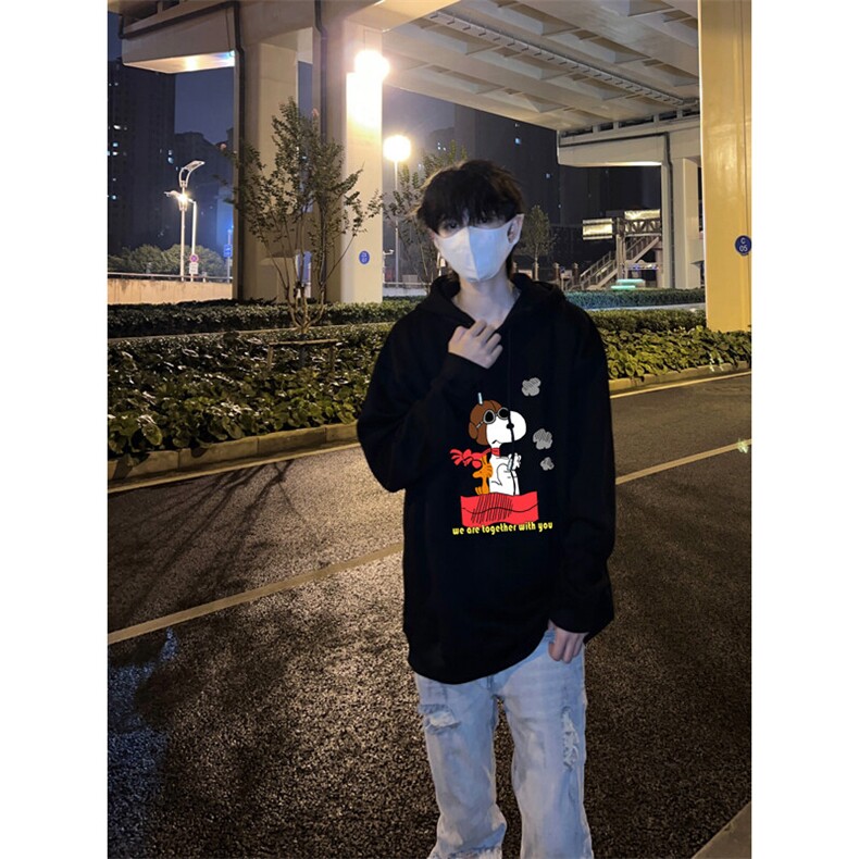 史努比印花LOGO男女情侣潮牌连帽卫衣,男装卫衣,星座310A-4