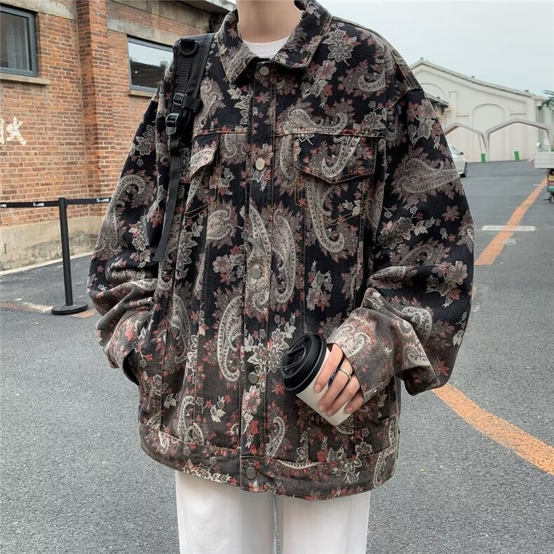 春季新款美式男外套渐变提花夹克网红百搭休闲花衬衣外套N7007P68,男装夹克,星座1116-2