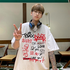 可48小时发货支持抖音得物来样二开美式满天星亮片短袖T恤MTX631，男装T恤，电商A486-1
