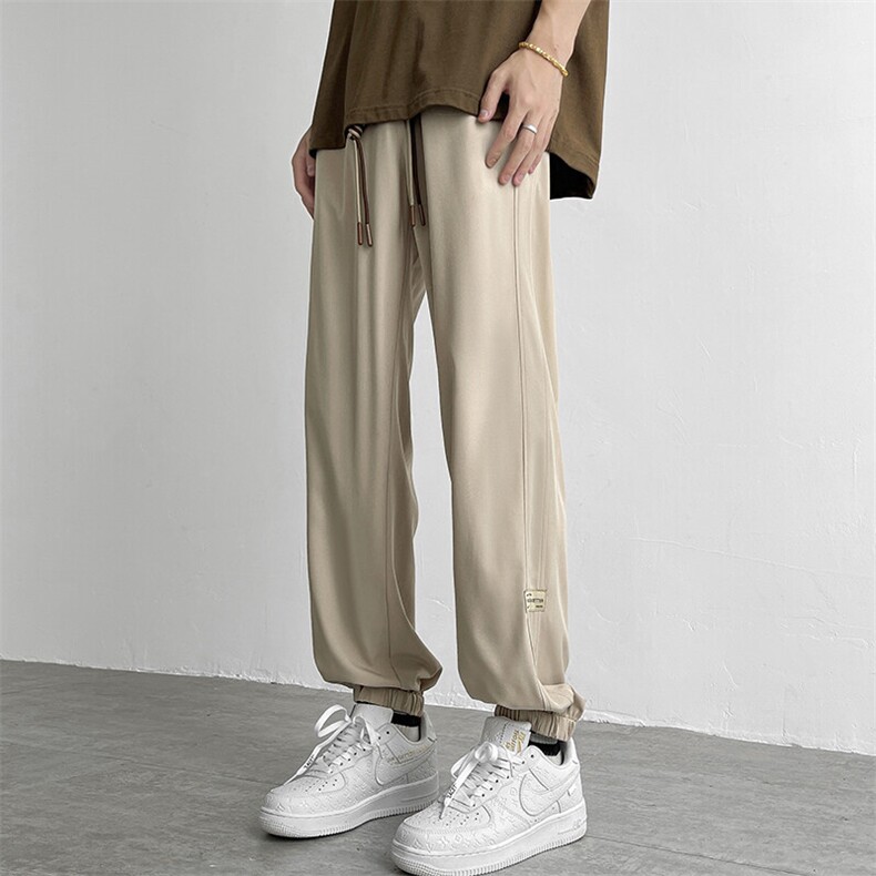 冰丝裤子男春秋新款初高中生学生运动束脚裤2025潮牌痞帅休闲长裤，男装休闲裤，电商A001