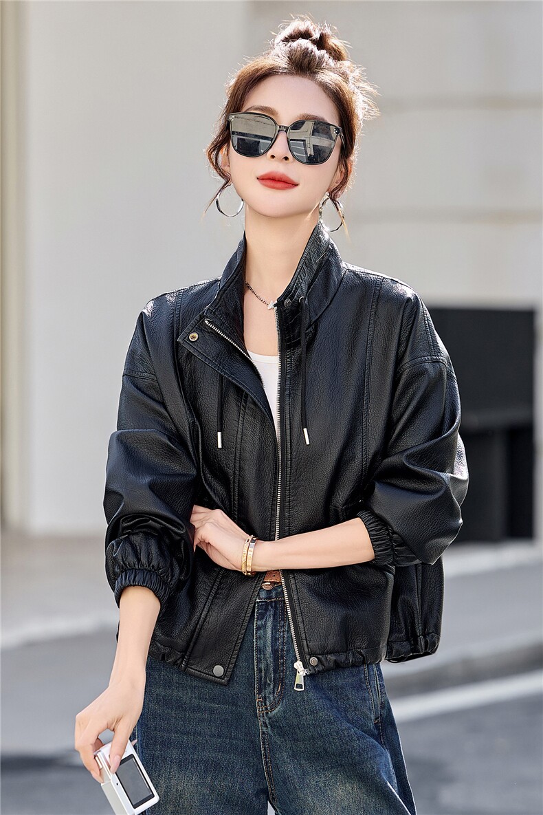 已出货春装新品美拉德皮衣外套女短款潮流时尚复古显瘦小个子潮,女装皮衣,吾爱衣