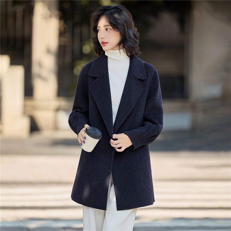 2025年冬季新款时尚休闲双面绵羊毛西装外套女,女装双面呢大衣,美沁