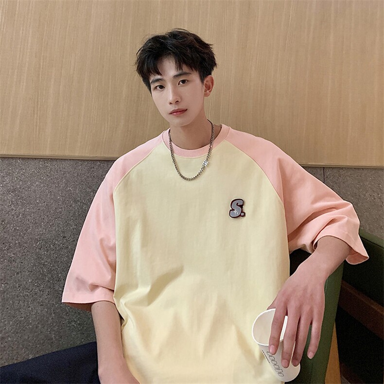 1港风插肩袖S立体贴标设计大码M-5XL潮短袖T恤男DT8777P28控49，男装T恤，星座226-2