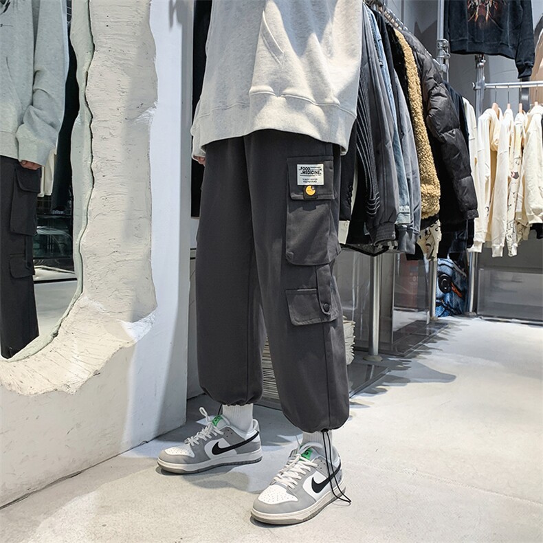 大码M-3XL秋冬港风宽松百搭休闲工装男多口袋束脚裤K1801-P35,男装休闲裤,星座512-2