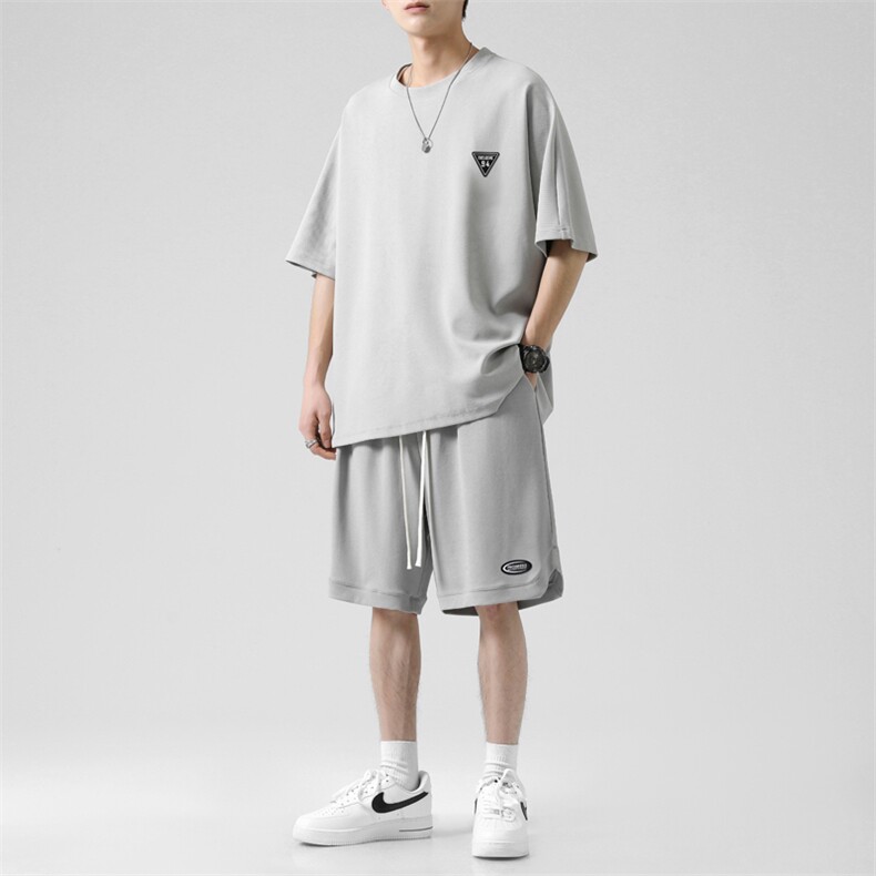 亲肤冰丝运动套装速干短袖凉感健身短裤夏装两件套TZ12-特批70,男装休闲套装,星座718