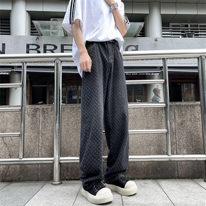 夏季新款星空纹牛仔裤宽松休闲水洗潮流直筒裤图片