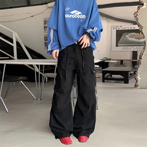 简约纯色休闲裤男女2025秋季直筒宽松垂感阔腿拖地裤YD9002-P75图片