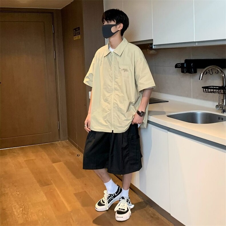 男气质衬衫潮青春流行慵懒ins日常标准夏季百搭潮流五分袖新款,男装衬衫,星座716-3