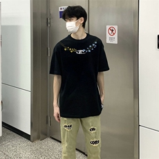 万针全刺绣解构设计260克重磅双纱纯棉高品质美式高街短袖T恤特33，男装T恤，电商A486
