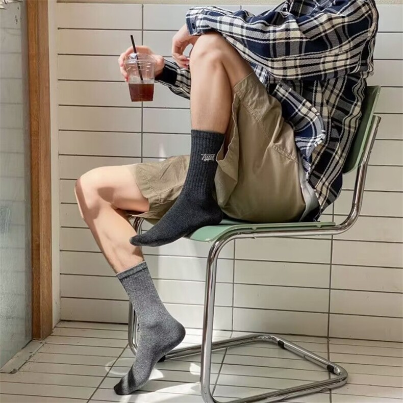 WZ265-P25（5双ins潮流刺绣字母长筒袜秋冬篮球袜吸汗中筒运动袜，袜子，星座224