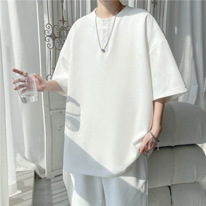 特批P15无差价夏季休闲V领华夫格纹理感宽松短袖T恤上衣中性T5118图片
