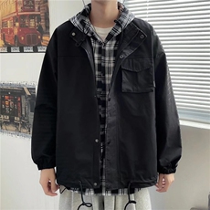 假两件学生工装外套男秋冬季2021韩版潮流ins休闲夹克W2110-P60，男装夹克，星座512-2