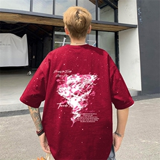 可48小时发货支持抖音得物来样二开美式满天星亮片短袖T恤MTX721，男装T恤，电商A486-1