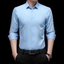 BTC2201钱塘2020-2春秋新款男士薄款纯色休闲长袖中年衬衫P40，男装衬衫，钱塘207-2