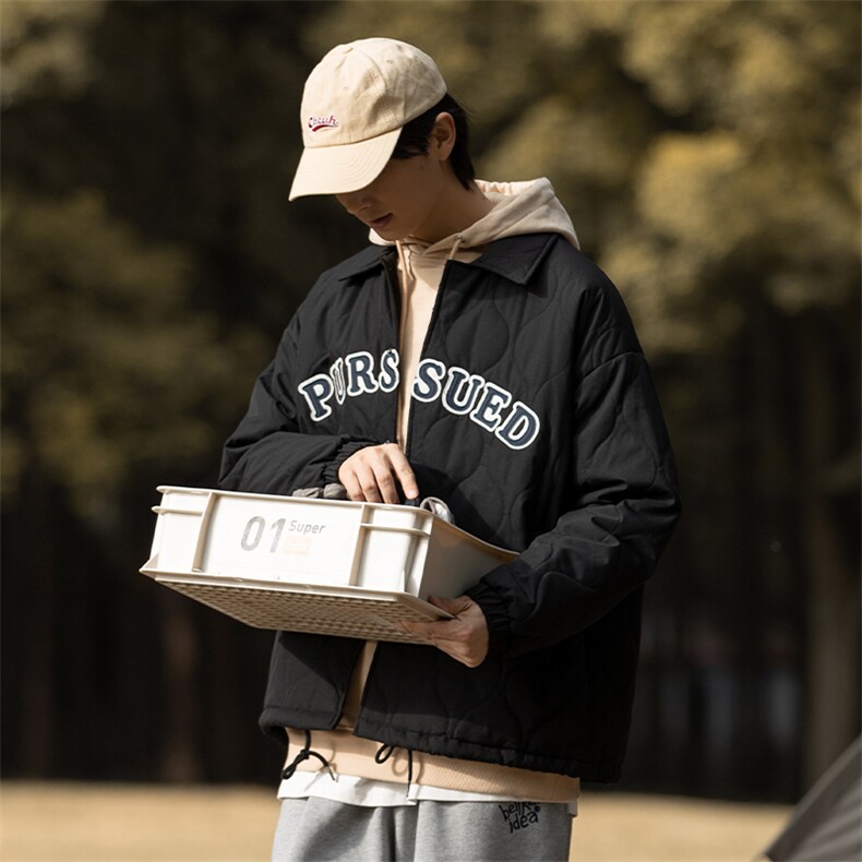 新港风cityboy男装薄款棉服男刺绣情侣翻领外套J5035-P85控138,男装棉衣,电商A362