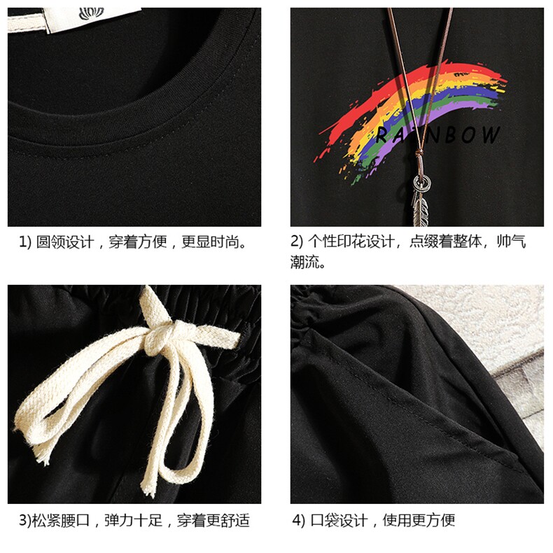 TD56064-P35短袖t恤套装男短裤两件套男装搭配一套帅气,男装T恤,电商A040A