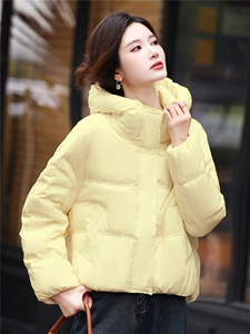 短款连帽羽绒服女2025年冬季新款小个子加厚保暖面包服白鸭绒外套图片