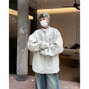 GC9956-P75 水洗牛仔外套男春秋款美式复古立领工装哈灵顿夹克潮图片