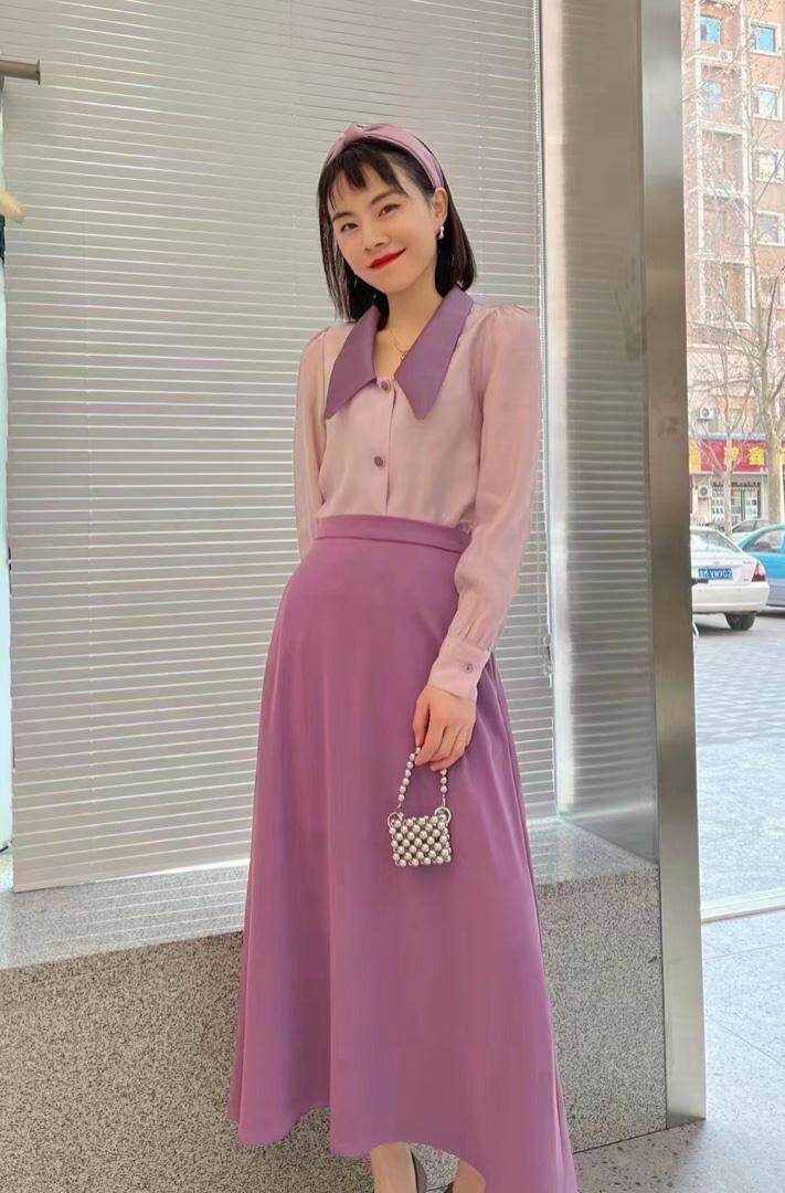 8025玫瑰花扣衬衣紫色今年很爆呀，其它，书房里