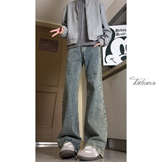 美式高街vibe水洗做旧牛仔裤男春季休闲微喇裤A166-N558-P50控78，男装牛仔裤，电商A166