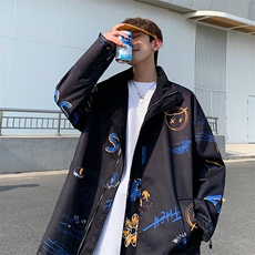 TP30W310两面穿风衣外套新款白底棒球服韩版宽松时尚夹克上衣，男装风衣，电商A170