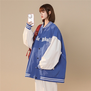 中性风 22秋季潮牌十字架字母印花拼色棒球服夹克G120 P65控88图片